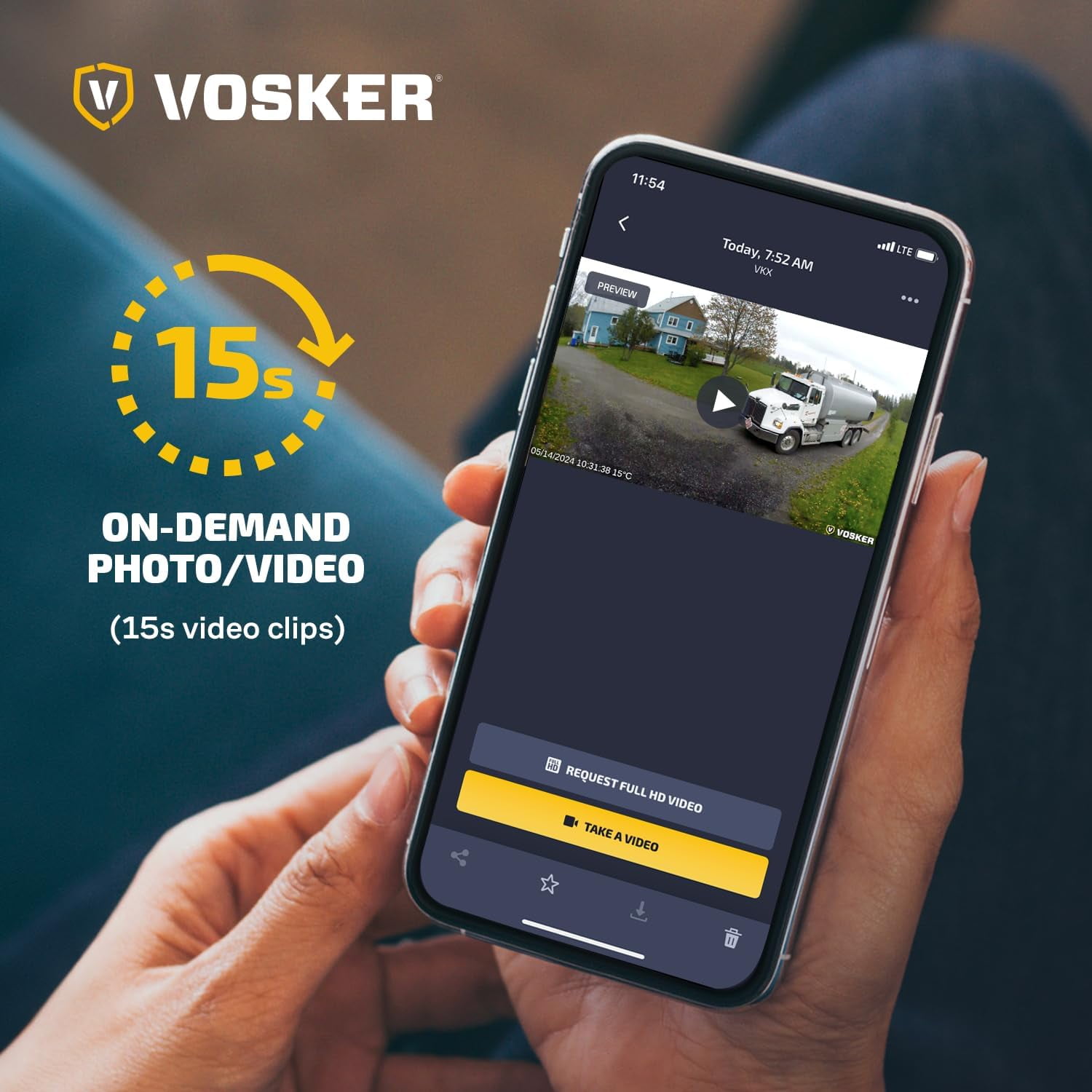 Vosker VKX Solar-Powered 4G-LTE Outdoor Cellular Security Camera, 1080p HD, No WiFi Needed, Motion-Activated, Night Vision, SIM Card Included, IP65 Weather-Resistant, On-Demand Mode