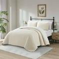 thumbnail image 2 of Nanshing Myrne 7 Piece Modern Solid Color Waffle Quilt Set, White, King, 2 of 8