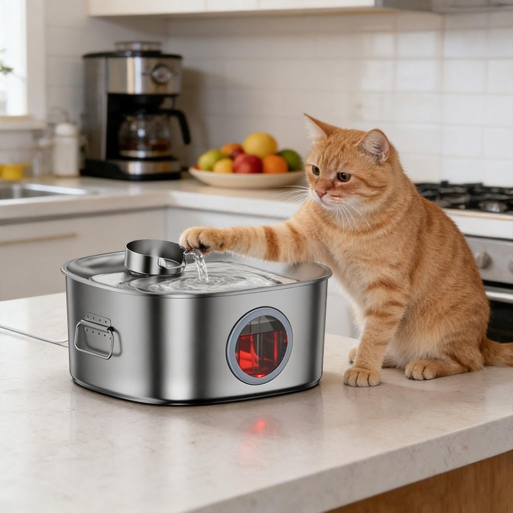 Osdhezcn Automatic Water Fountain For Pet Stainless Steel Circulation System Large Capacity Quiet Water Dispenser Dog Waterer