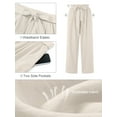 thumbnail image 4 of Chiclily Women Wide Leg Pants with Pockets High Waist Loose Belt Flowy Casual Trousers, US Size Small in Ivory, 4 of 9