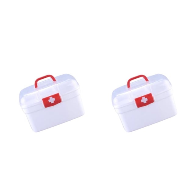 Transemion Versatile Family First Aid Box Container with Handle for Car and Home L 2Set