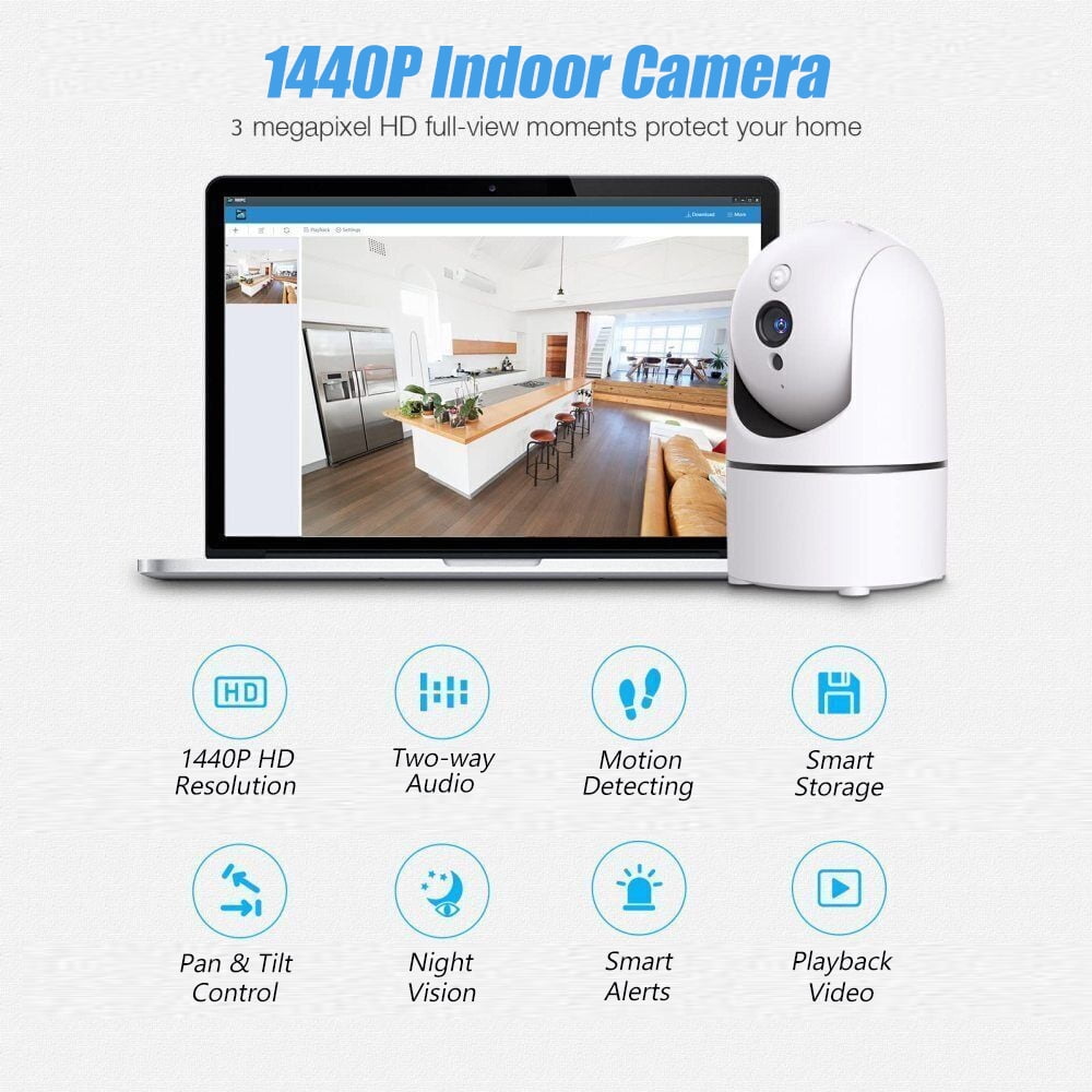 (2 pack) ieGeek 2.5K 5G/2.4GHz WiFi Pet Dog Camera with Phone App, Indoor Security Camera with 360° Ptz , IR Night Vision, Motion Detection, Two-Way Audio, Compatible with Alexa