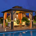 thumbnail image 3 of EROMMY 10'x10' Hardtop Gazebo with Galvanized Steel Double Roof & Aluminum Frame, Outdoor Gazebo with Premium Curtains and Nettings, 3 of 8