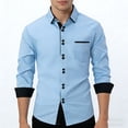 thumbnail image 6 of Stamzod Mens Button Down Shirt Fashion Color-Block Long Sleeve Dress Shirts formal Business Casual Oversized Shirt Sky Blue-1 XXL, 6 of 6
