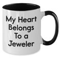 thumbnail image 2 of Funny Jeweler Gifts from Men, Unique Two Tone Coffee Mugs for Father's Day, 'My Heart Belongs To A Jeweler' Quote, Gifts for Him, 2 of 11