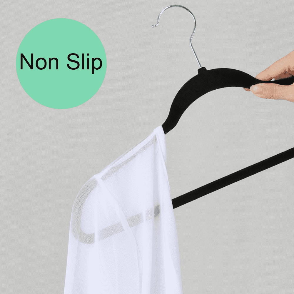 Renwick 100 Pieces Non Slip Velvet Clothing Hangers for All Ages, Black