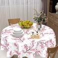 thumbnail image 5 of Cherry Blossom Branche Tablecloth Round 60 Inch Vintage Pink Floral Table Cloth Washable Spring Summer Flower Table Cover for Kitchen Dining Holiday Party Picnic Indoor Outdoor Home Decor, 5 of 6