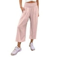 thumbnail image 2 of Lroveb Wide Leg Pants for Women Plus Size, High Waisted Lounge Pants Womens, Womens Pockets Elastic Solid Loose Pants Casual Long Trousers Pink, 2 of 6