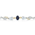 thumbnail image 2 of Gem Stone King 925 Silver and 10K Yellow Gold Blue Sapphire White Moissanite and Lab Grown Diamond Tennis Bracelet for Women By Keren Hanan (1.60 Cttw, Adjustable up To 9 inch), 2 of 3