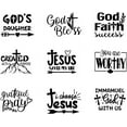 thumbnail image 1 of 12 parches de papel de transferencia de Jesús para planchar, tamaño de bolsillo, para decoración de ropa, letras, transferencias DTF, listos para prensar., 1 of 9
