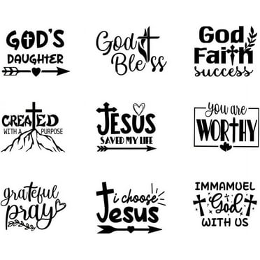 12PCS Jesus Iron on Decals for Clothing Pocket Size Jesus Vinyl Iron-On Heat Transfer Stickers Patches for DIY Clothes Letters Decor Iron on Bible Iron on Transfers for Hoodies T-Shirt