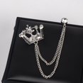 thumbnail image 3 of Unisex Crown Shape Brooch Tassel Chain Lapel Pin Retro Corsage Suit Accessory, 3 of 8