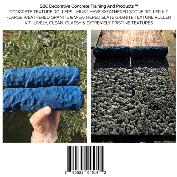 Concrete Texture Rollers - Must Have Weathered Stone Roller Kit - Large Weathered Granite & Weathered Slate Granite Kit