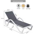 thumbnail image 6 of CQSXDA Modern Aluminum Pool Lounge Chair with Armrests Featuring Textilene Fabric 5 Positions Adjustable for Outdoor Use, Gray, 6 of 6