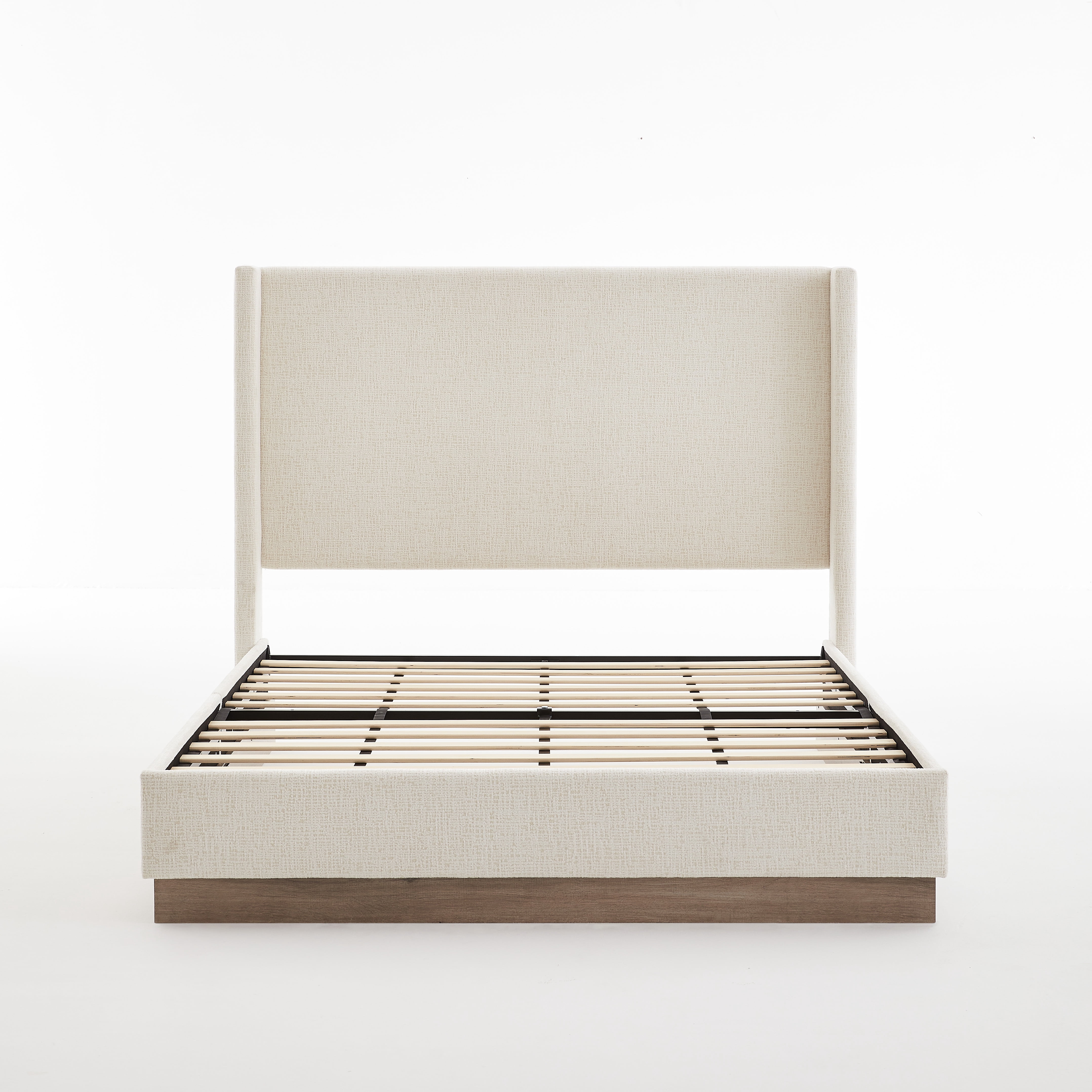 Miniyam Queen Size Upholstered Platform Bed Frame with Wingback Headboard for Adult