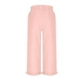 thumbnail image 4 of Juslio Girls Pants Casual Solid Elastic Waist Harun Pocket Loose Linen Pants, 4 of 8