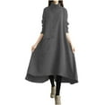 thumbnail image 3 of QATAINLAV Women's Turtleneck Casual Dress Corduroy Maxi Dresses Long Sleeve Asymmetric Hem Dress Loose Korean-Style Spring Midi Dress, 3 of 7