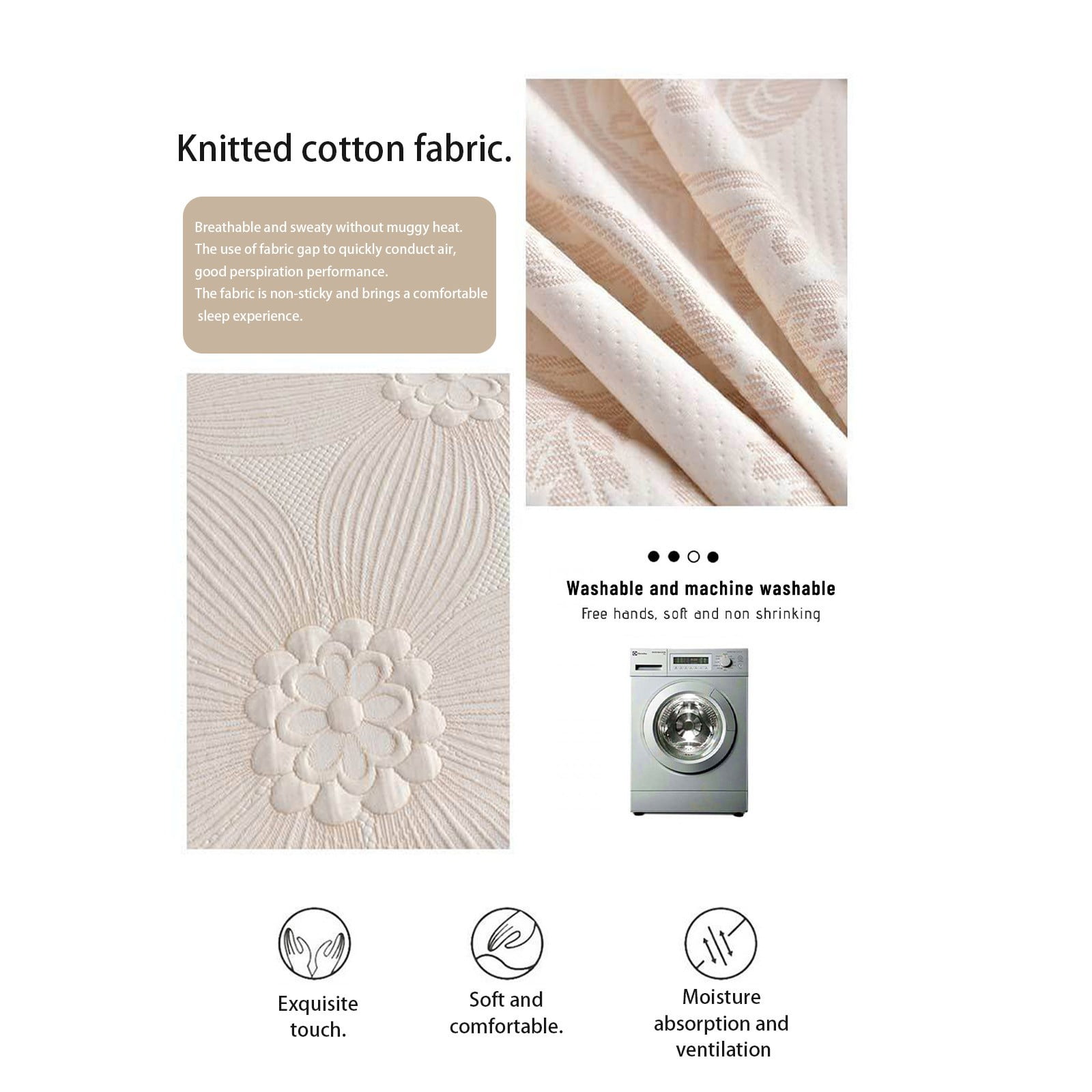 Taicans Stone-Washed Bedspreads Ultra-Soft Microfiber Modern Style Quilted Flower Pattern Bedspread Quit,Summer Quilt Lightweight Microfiber Bedspread Queen Size 43"x59" Beige