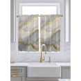 thumbnail image 2 of Tier Curtains 45 Inches Long, Marble Grey Window Treatment Curtain Drapes, Modern Gold Luxury Neutral Texture Small Curtain Drapes for Bathroom Laundry Room, 27.5"x45", 2 Panels, 2 of 7