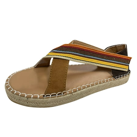 

fvwitlyh Beach Sandals for Women Womens Platform Flip Flops Sandals with Arch Support Summer Comfortable Platform Bohemia Platform Shoes Hook Loop Adjustable Casual Thong Sandal