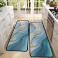 thumbnail image 4 of Kitchen Rugs Sets Of 2,Blue Marble Gold Wave Pattern Anti Fatigue Kitchen Mat Rugs Non Slip Washable,Decorative Kitchen Floor Mats for Kitchen,Sink,Laundry,17"x47"+17"x47", 4 of 5