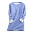 thumbnail image 2 of jsaierl Women's Sherpa Lined Sweatshirts Fuzzy Crewneck Pullover Loungewear Long Sleeve Basic Tunic Top Winter Warm Underwear Top, 2 of 7
