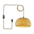 thumbnail image 3 of Lámpara colgante de ratán con enchufe, lámpara colgante tejida a mano, pantalla de bambú, luces de jaula, accesorio de iluminación colgante bohemio , 38cmx20cm Yuyangstore Luz colgante enchufable, 3 of 8