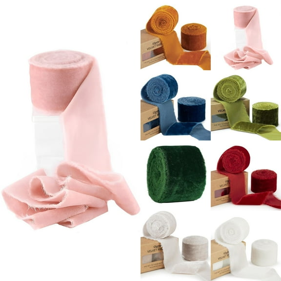 Vintage Velvet Ribbon With Hand-Torn Frayed Edges 3Pcs, For Christmas Tree Decoration Home Wreath Craft Jewelry Gift Packaging, Suitable For Wedding Vows Cards Handheld Bouquet