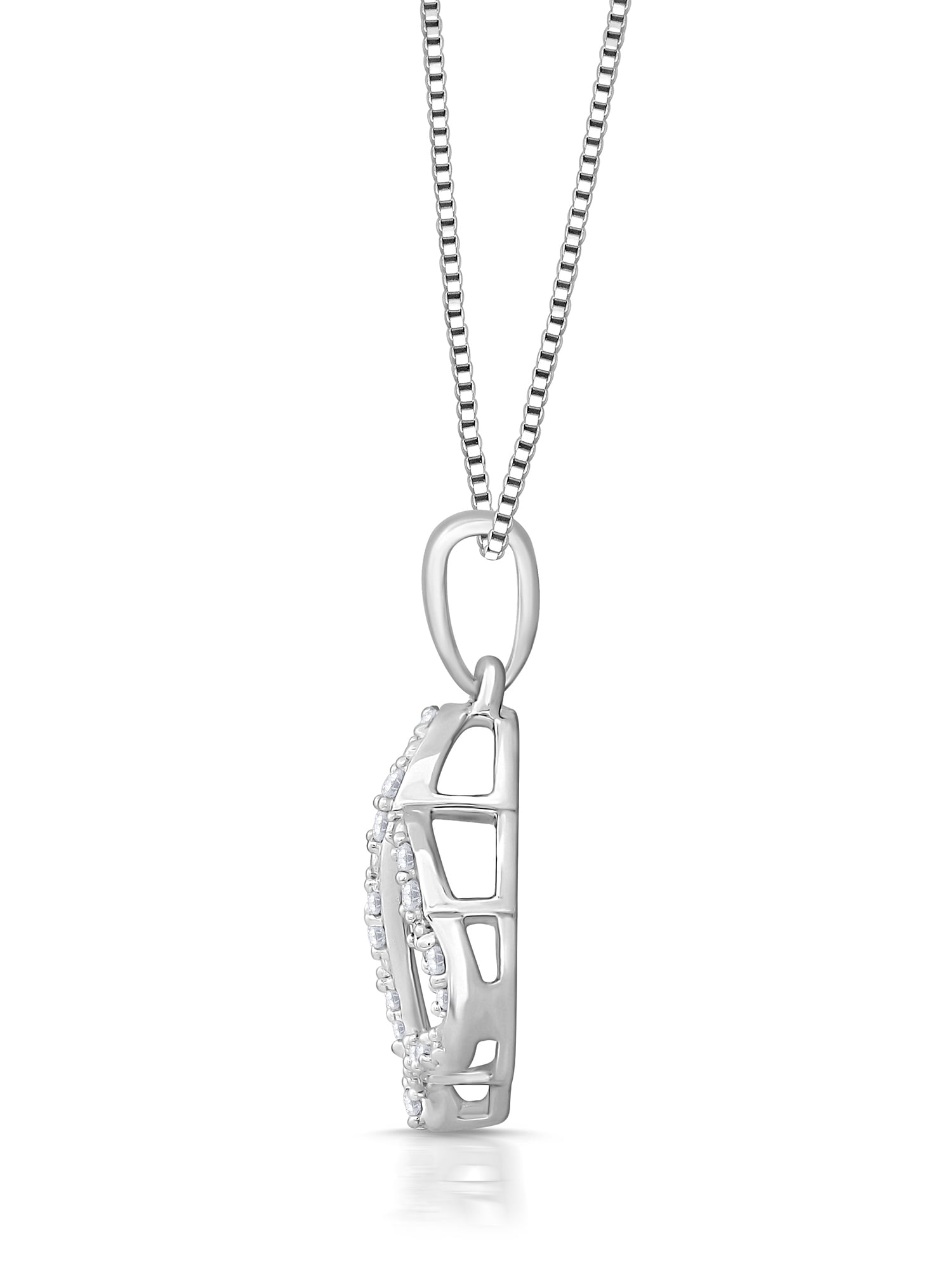 Sterling Silver 1/4 Ct.T.W. Diamond Dual Heart Pendant