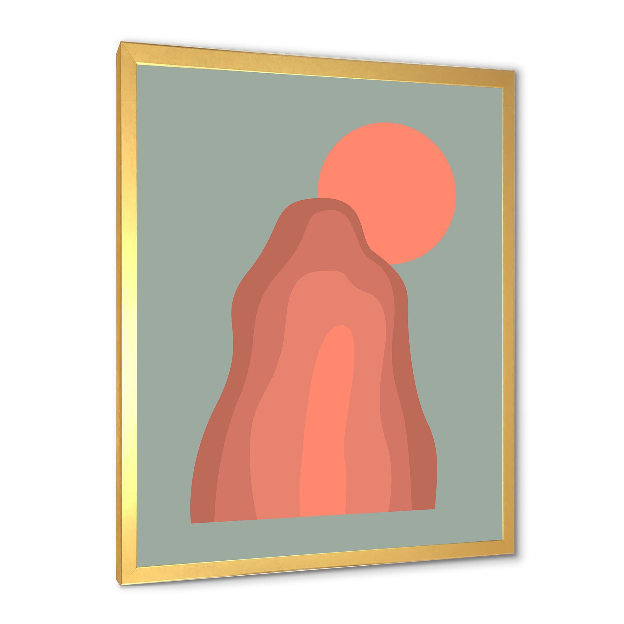 Designart 'Abstract Pink Sunset Mountain Landscape' Modern Framed Art Print