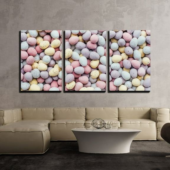 wall26 - 3 Piece Canvas Wall Art - Colorful Easter Eggs - Modern Home Art Stretched and Framed Ready to Hang - 16"x24"x3 Panels