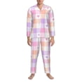 thumbnail image 3 of Yiaed Heart Buffalo Plaid Print Men’s Pajamas Set - Long Sleeve Button Down Sleep Shirt and Pajama Bottoms Sleepwear Set Mens Pjs Sets Men's Pajama Bottoms-Large, 3 of 7