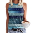 thumbnail image 2 of Prolriy - Camisetas de verano para mujer 2024, camisetas sin mangas estampadas, informales, holgadas, con cuello redondo, color azul, talla L, 2 of 4
