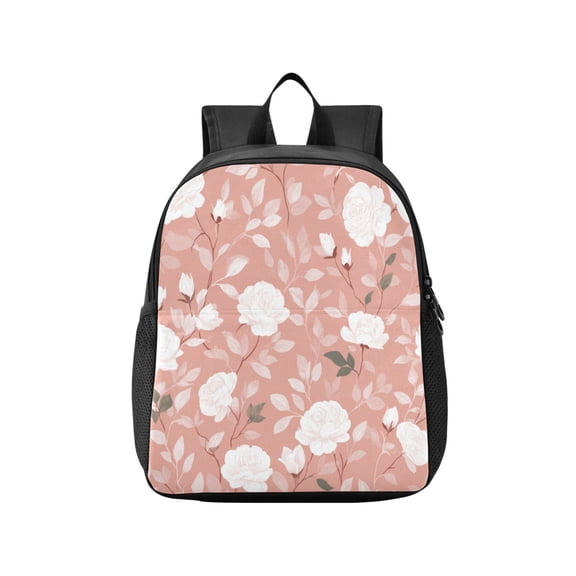 Toddler Backpack Elegant White Rose Design Waterproof Lightweight Backpack Casual Mini Daypack for Daycare & Travel