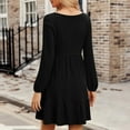 thumbnail image 7 of Puyaiuu Women's V-Neck Brushed Knit Dress, Long Sleeve Ribbed Stripe Detail, Cozy Bodycon Style for Fall Winter Gift, 7 of 7