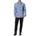 thumbnail image 3 of MODA NOVA Big & Tall Men's Leopard Print Button Down Long Sleeve Shirt Blue White M, 3 of 6
