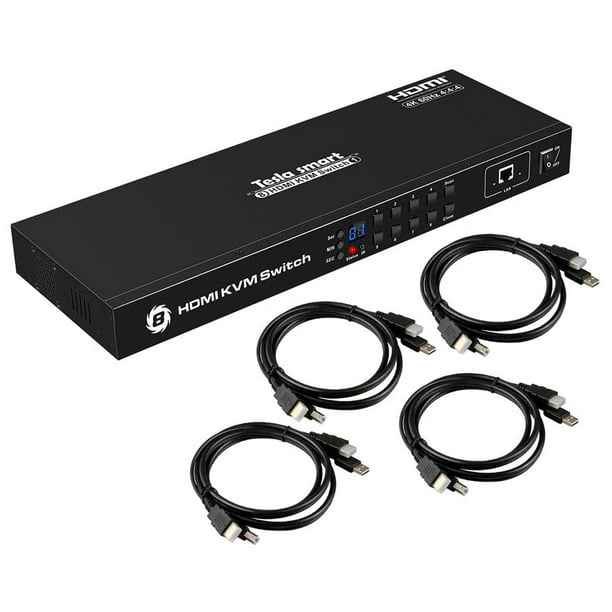 TESmart 8X1 HDMI KVM Switch 8 Port Enterprise Grade 4K@60Hz Ultra HD, RS232, Port, IP Control, Auto Scan, Rackmount - Walmart.com