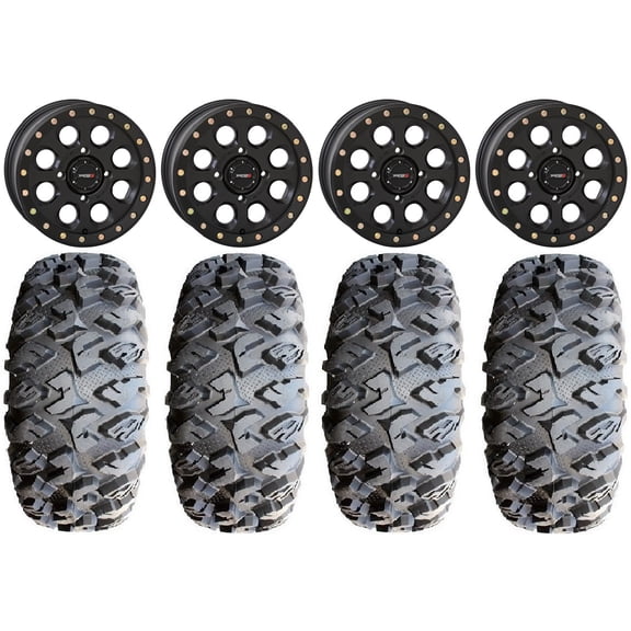 System 3 SB-7 15" Wheels Black (4 3) 31" MotoClaw Tires Can-Am Maverick X3 / Honda Pioneer 1000 / Talon