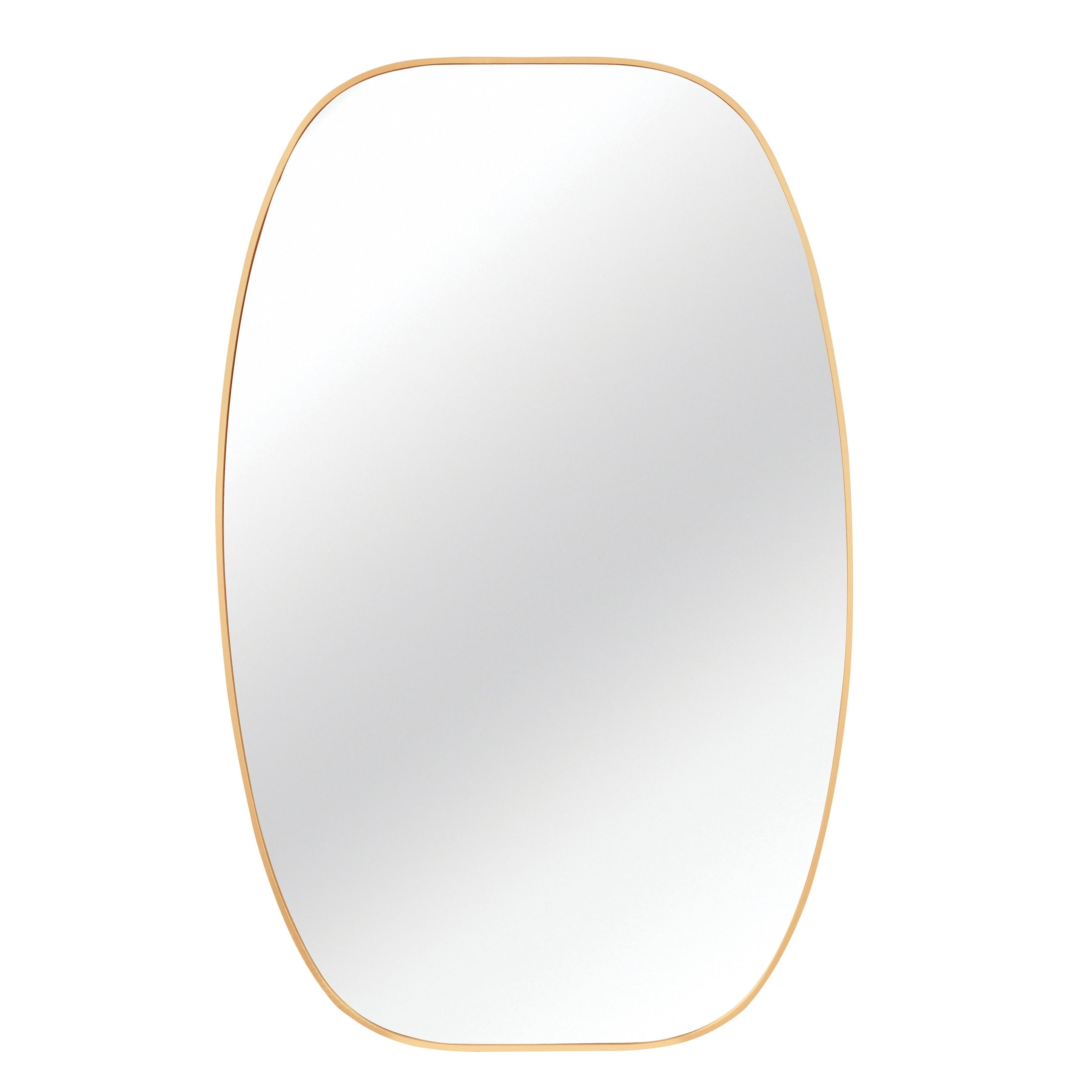 Noble House 30"x48" Unique Metal Framed Oval Wall Mirror, Modern Oblong Vanity Mirror for Bathroom & Entryway, Gold