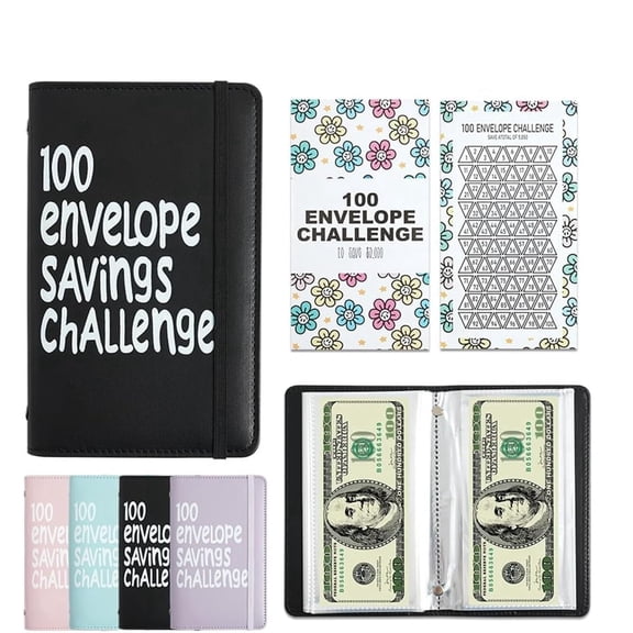 100 Days Money Saving Challenge Binder Black - Coin Cash Envelope Budget Book, Saves $500/$5050/$10000, All-in-One Budget Planner Storage for Personal Family Finance Z