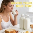 thumbnail image 2 of Aovky Glass Milk Bottle with Lid, 2 Pack 32 Oz Reusable Glass Milk Container with Silicone Dispenser Cap and Airtight Screw Lids, Leak-Proof Glass Jars with Scale Mark for Honey, Jam, Creamer, Juice, 2 of 8