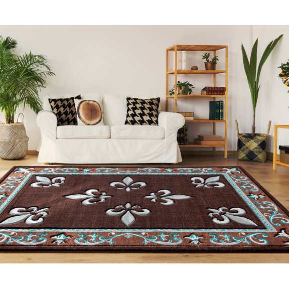 United Weavers Drachma Lafitte Transitional Border Area Rug, Turquoise, 7'10" x 7'10"