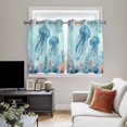 thumbnail image 4 of Coastal Jellyfish Blue Kitchen Curtains Window Panels, Summer Beach Nautical Coral Starfish Insulated Window Treatment Curtain, Grommet Curtains for Bedroom/Living Room/Bathroom, 2 Piece 42"Wx45"L, 4 of 8
