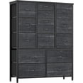 thumbnail image 3 of Commode à 15 Tiroirs pour Chambre, Grandes Commodes et Chiffonniers pour Couloir, Entrée, Unité d'Organisation de Rangement avec Tissu, Cadre en Métal Robuste, Dessus en Bois, Poignée à Tirage Facile (Noir Charbon), 3 of 5
