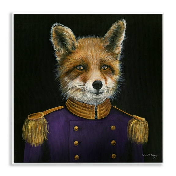 Stupell Industries Military Coat Fox Novelty & Humor Painting Unframed Art Print Wall Art, 12 x 12