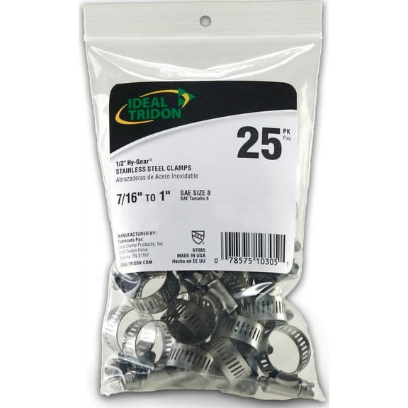 Ideal Tridon Hose Clamps Stainless Steel 7/16 "