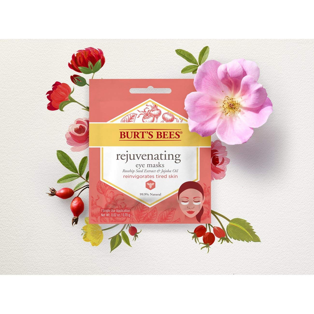 Burt's Bees Rejuvenating Rosehip Seed Jojoba Oil Eye Mask (Pack of 4)
