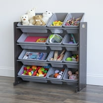 Humble Crew Toy Storage Organizer with 12 Plastic Storage Bins, Espresso/Grey