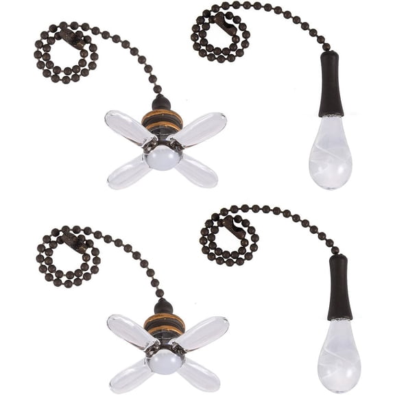 2Set Glass Clear Fan Bulb Pendant with 6 inch Bronze Tone Pull Chain Lighting Ceiling Fan Decorative