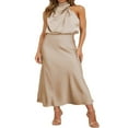 thumbnail image 3 of PENGXIANG Robe Maxi en Satin pour Femmes Élégante Sans Manches Col Montant Soirée Mariage Robe Longue Formelle, 3 of 7